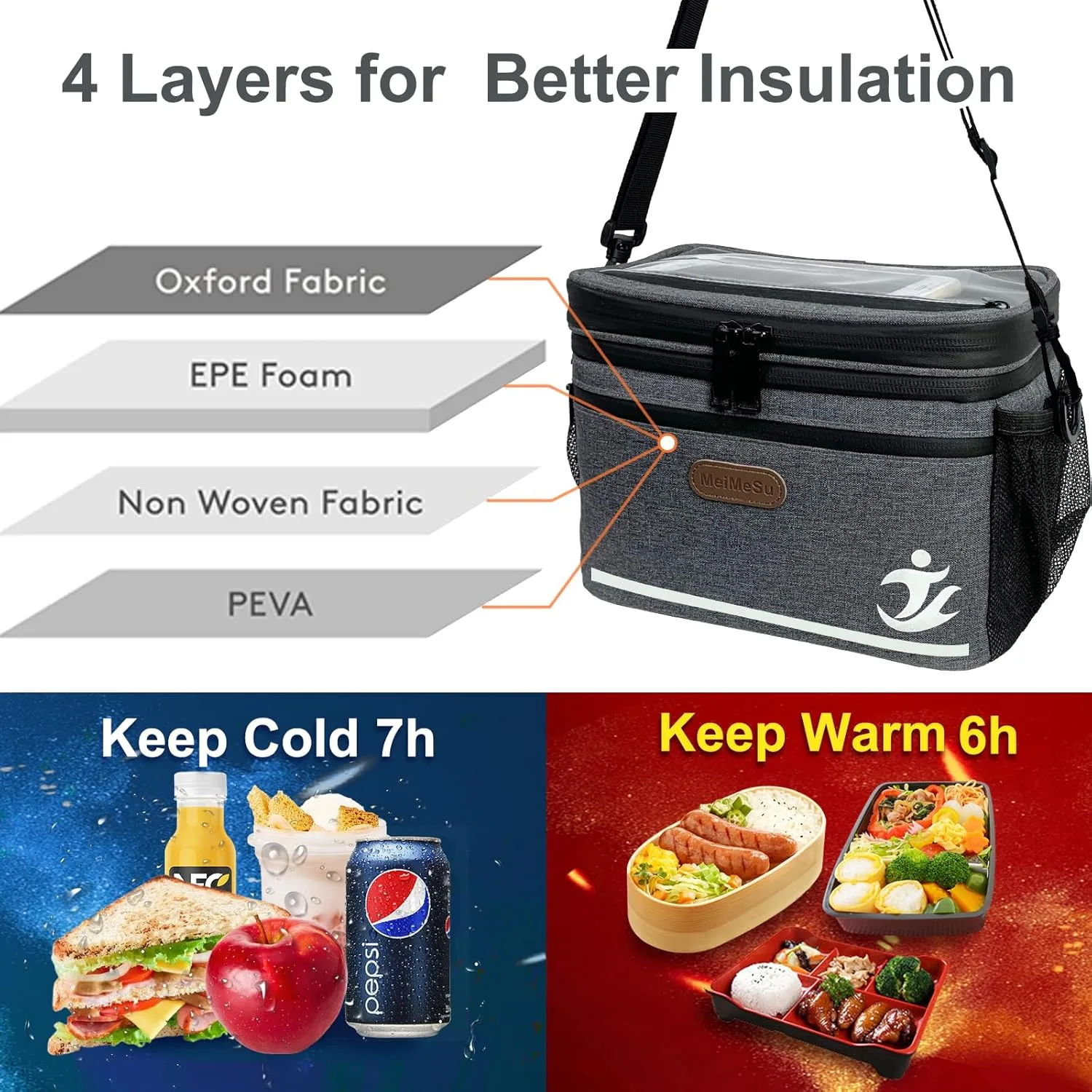 Bike Handlebar Bag with Touch Screen Phone Holder, Waterproof Front Basket, Insulated Cooler Lunch Bag