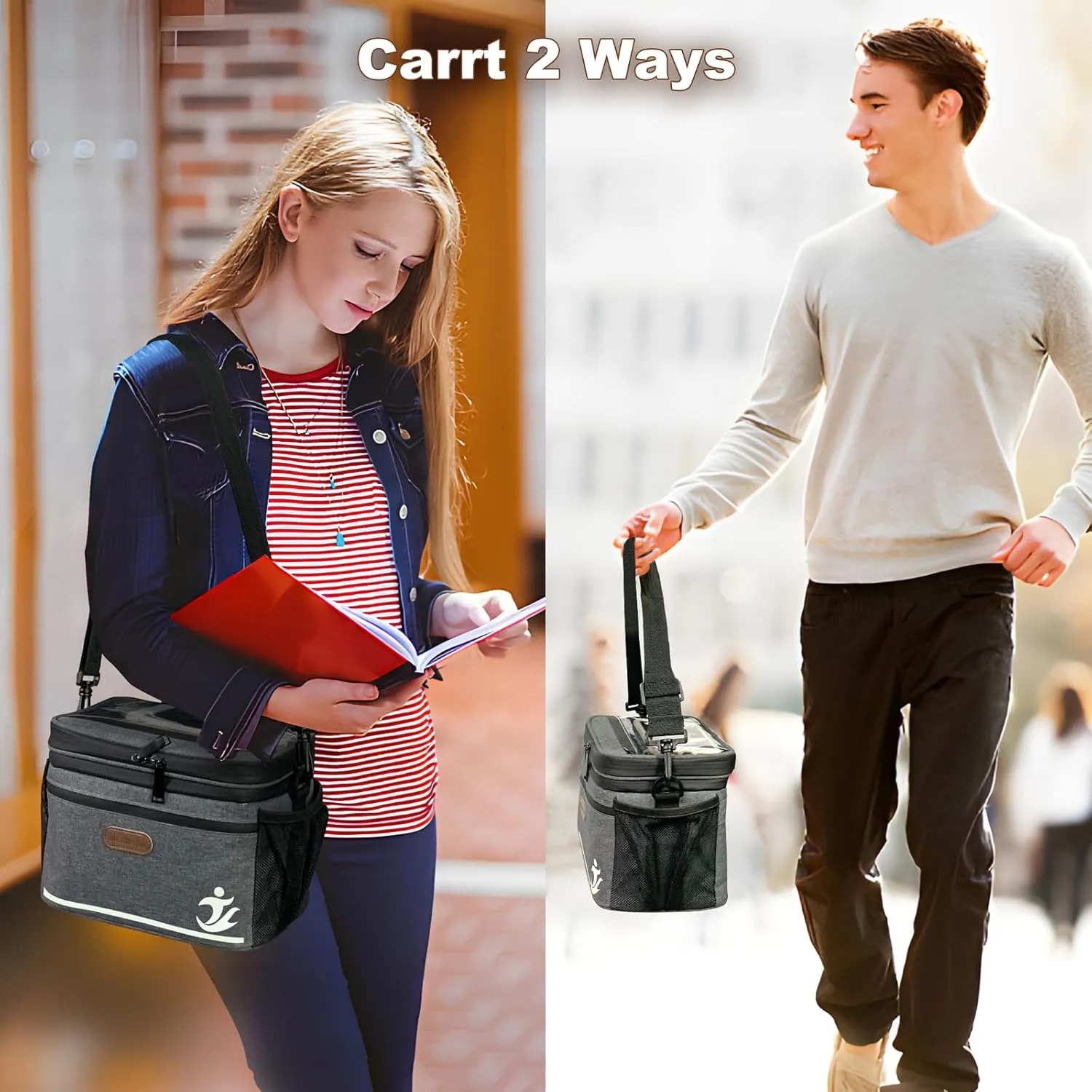 Bike Handlebar Bag with Touch Screen Phone Holder, Waterproof Front Basket, Insulated Cooler Lunch Bag