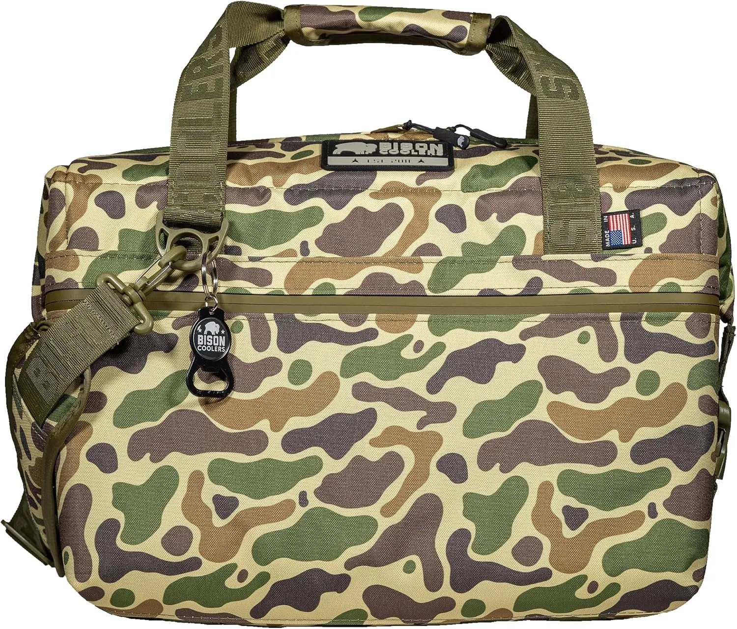 Bison Coolers Softpak 24 Can Made in USA, Soft Cooler Bag Insulated Leak Proof for Beach, Travel, Camping, Picnic, Car, Trips, 24  Hour Ice Retention, Duck Camo