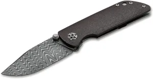 Böker Manukaftur Solingen M4 Sherman Damascus - Folding Collector's Pocket Knife Crafted from Recovered M4 Tank Materials, Made in Germany