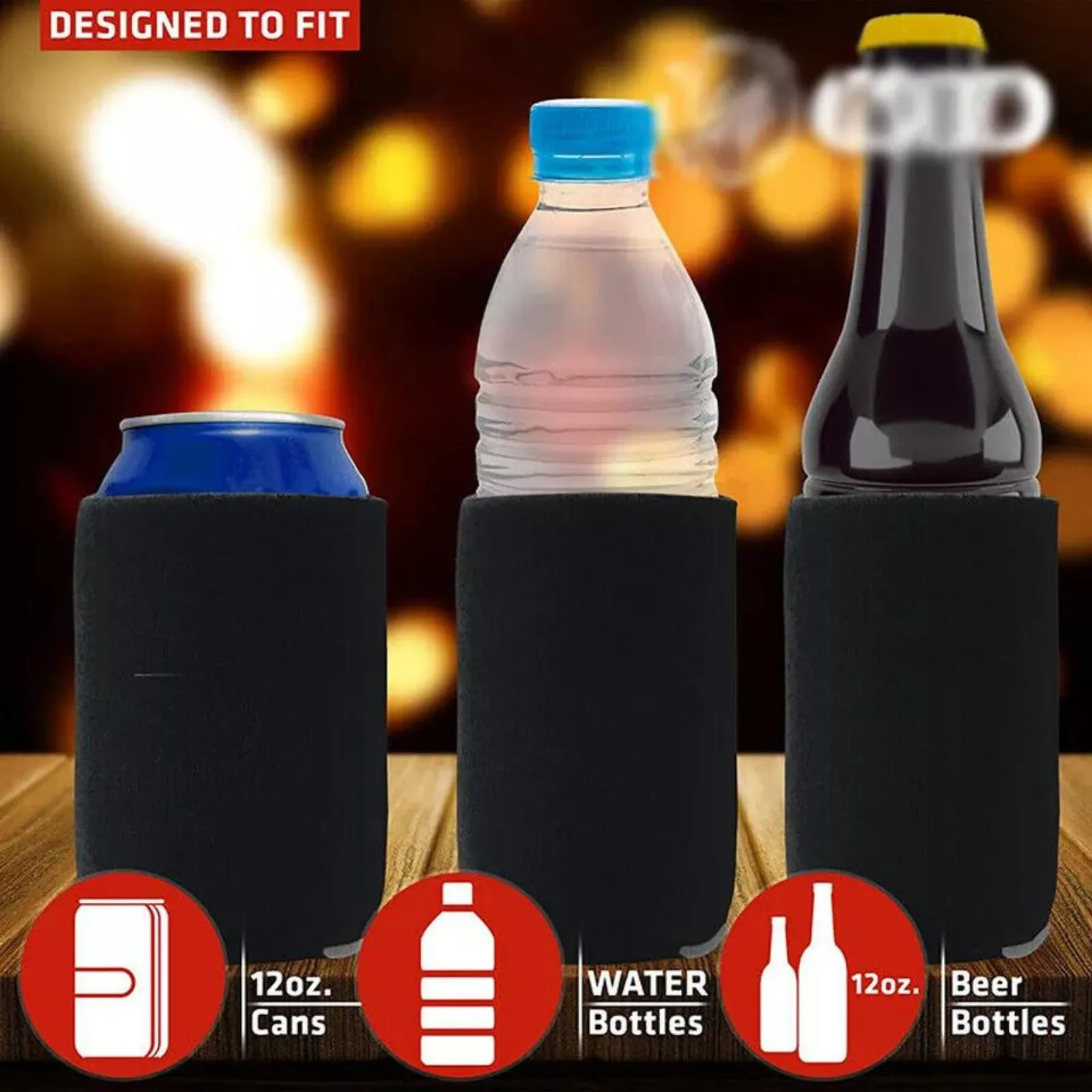 Black 50x Sleeve Sublimation Heat Transfer  Foldable Blank Cooler Holder