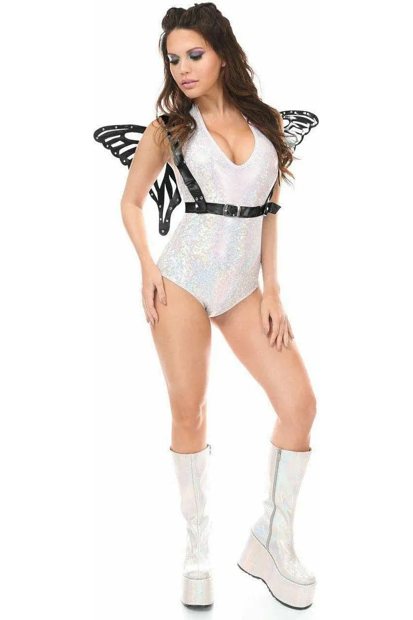 Black Patent Large Butterfly Wing Body Harness