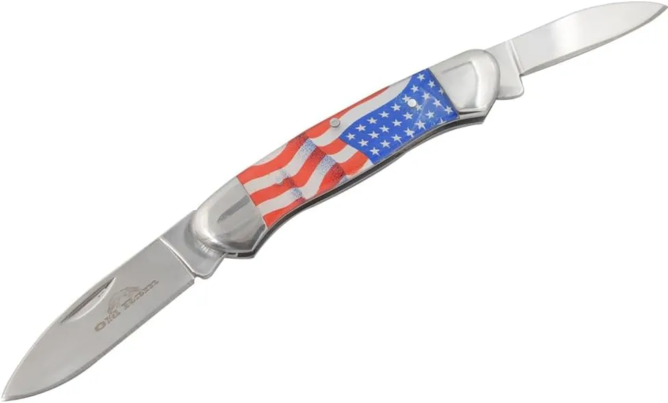 Blade Manual Folding Split Joint Outdoor Hunting EDC Camping Canoe Knife (USA Flag)