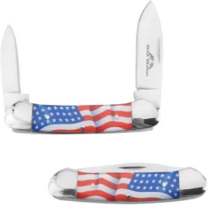 Blade Manual Folding Split Joint Outdoor Hunting EDC Camping Canoe Knife (USA Flag)