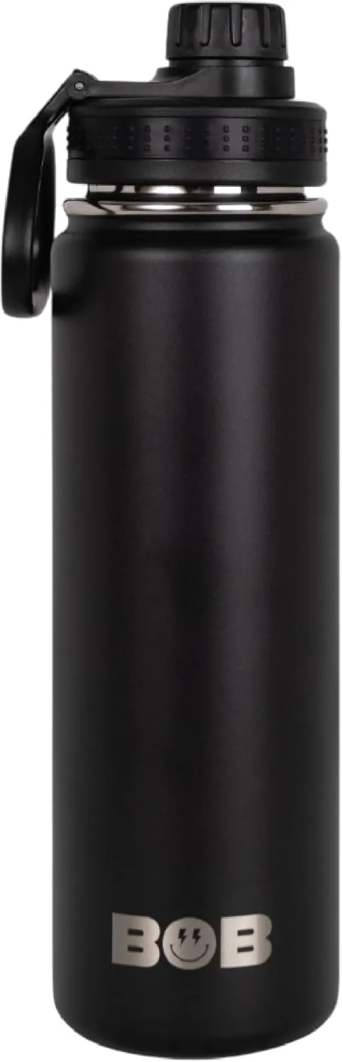 BOB THE COOLER CO - 26oz The Big Swig Double Wall Vacuum Insulated Water Bottle with Spout Lid, Made of Stainless Steel, Leak Proof, Great for Sports, Travel, & More (Black)