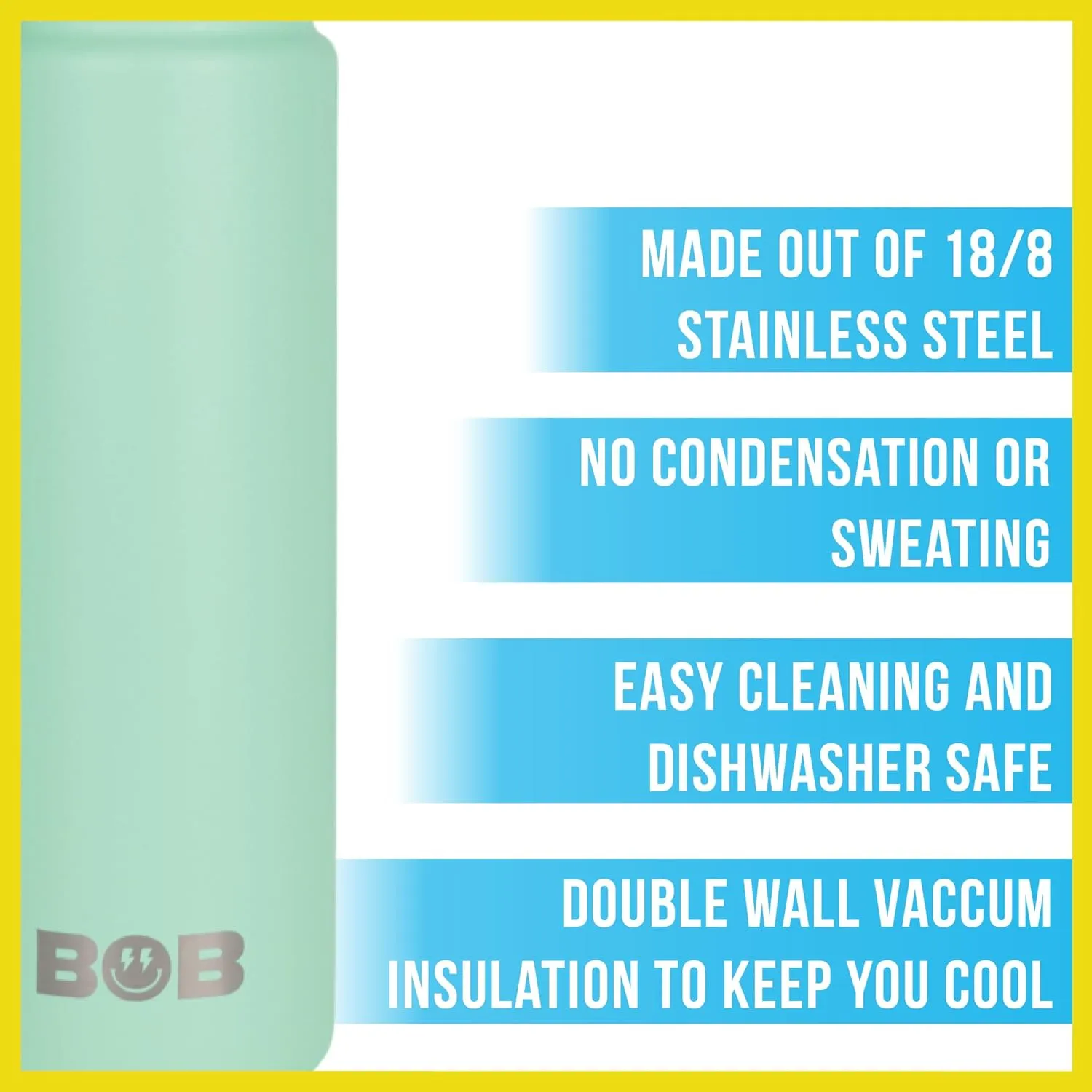 BOB THE COOLER CO - 26oz The Big Swig Double Wall Vacuum Insulated Water Bottle with Spout Lid, Made of Stainless Steel, Leak Proof, Great for Sports, Travel, & More (Palm Green)