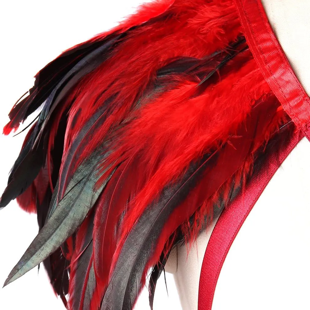 Body CAGE Women's Feathers Body Harness Bra Gothic Punk Epaulette Burning Man Festival Rave Wing Bralette Adjustable