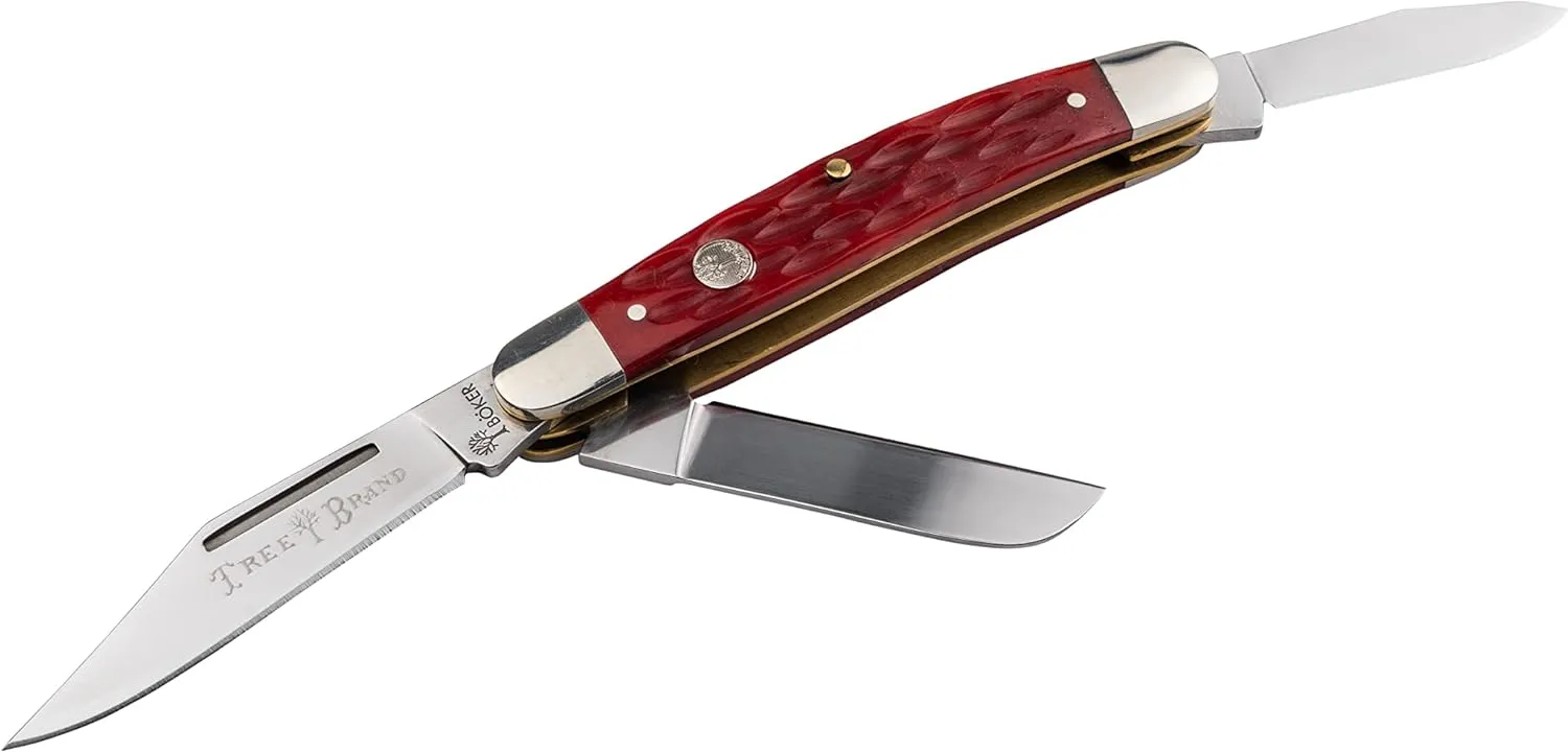 Boker Medium Stockman 3.5 Inch Pocket Knife, Jigged Red Bone, Traditional Series 2.0, Made in Germany