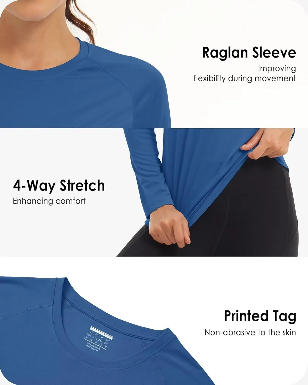 Boladeci Women's Sun Shirts UPF 50  UV Protection Rash Guard Long Sleeve Swim Shirts Quick Dry Lightweight Workout Tops