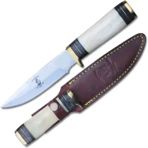 Bone Collector 10" USA Knife Full Tang Blade is Handmade from Highly Polished 440 Stainless Steel with Free Leather Sheath