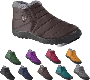Boojoy Winter Boots, Warm Non-Slip Ankle Boots, Waterproof Slip on Outdoor Winter Fur Lined Warm Booties, Unisex Snow Boots