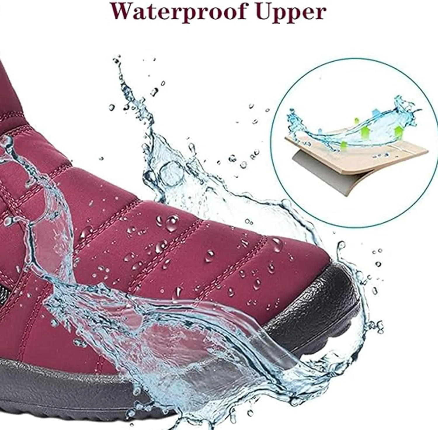Boojoy Winter Boots, Warm Non-Slip Ankle Boots, Waterproof Slip on Outdoor Winter Fur Lined Warm Booties, Unisex Snow Boots