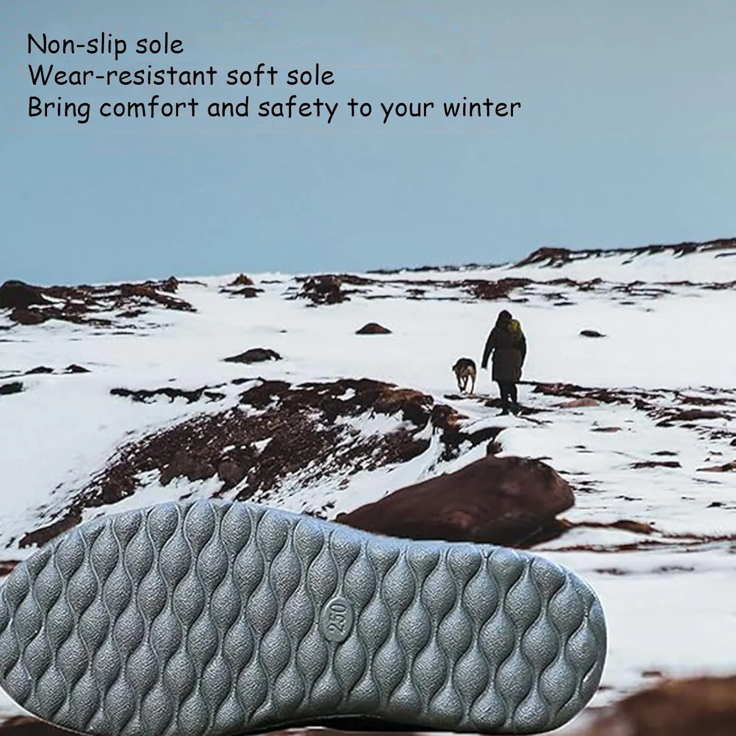 Boojoy Winter Boots, Warm Non-Slip Ankle Boots, Waterproof Slip on Outdoor Winter Fur Lined Warm Booties, Unisex Snow Boots