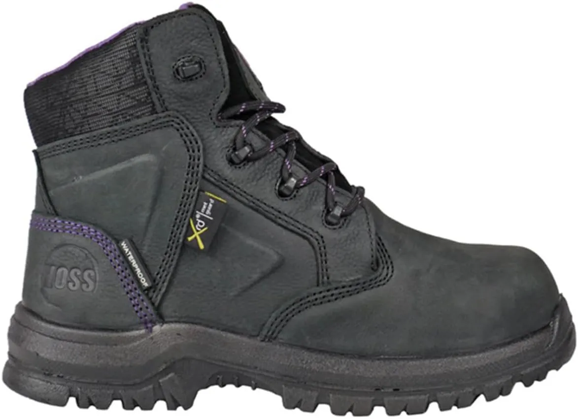 Boot Women's Lacy Met Guard Black Safety Toe Waterproof Work Non-Metallic