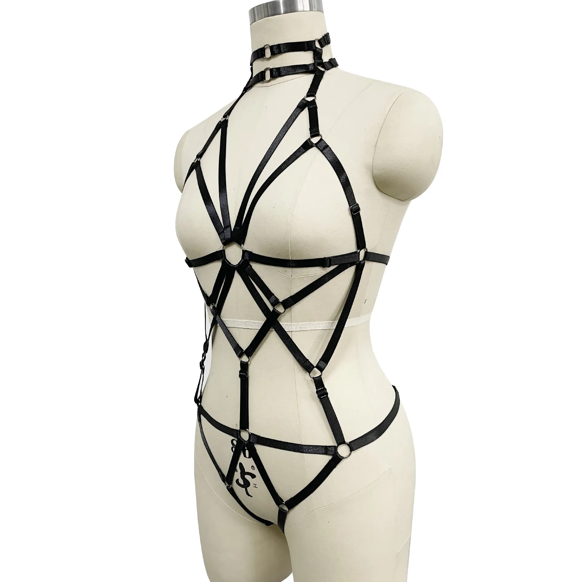Bra Integrated European And American Style Gothic Harness Adjustable Body Binding Underwear Set