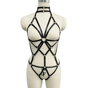 Bra Integrated European And American Style Gothic Harness Adjustable Body Binding Underwear Set