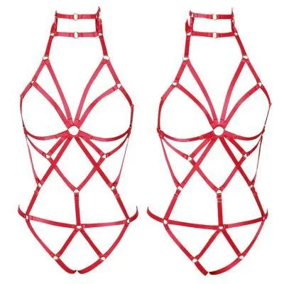 Bra Integrated European And American Style Gothic Harness Adjustable Body Binding Underwear Set
