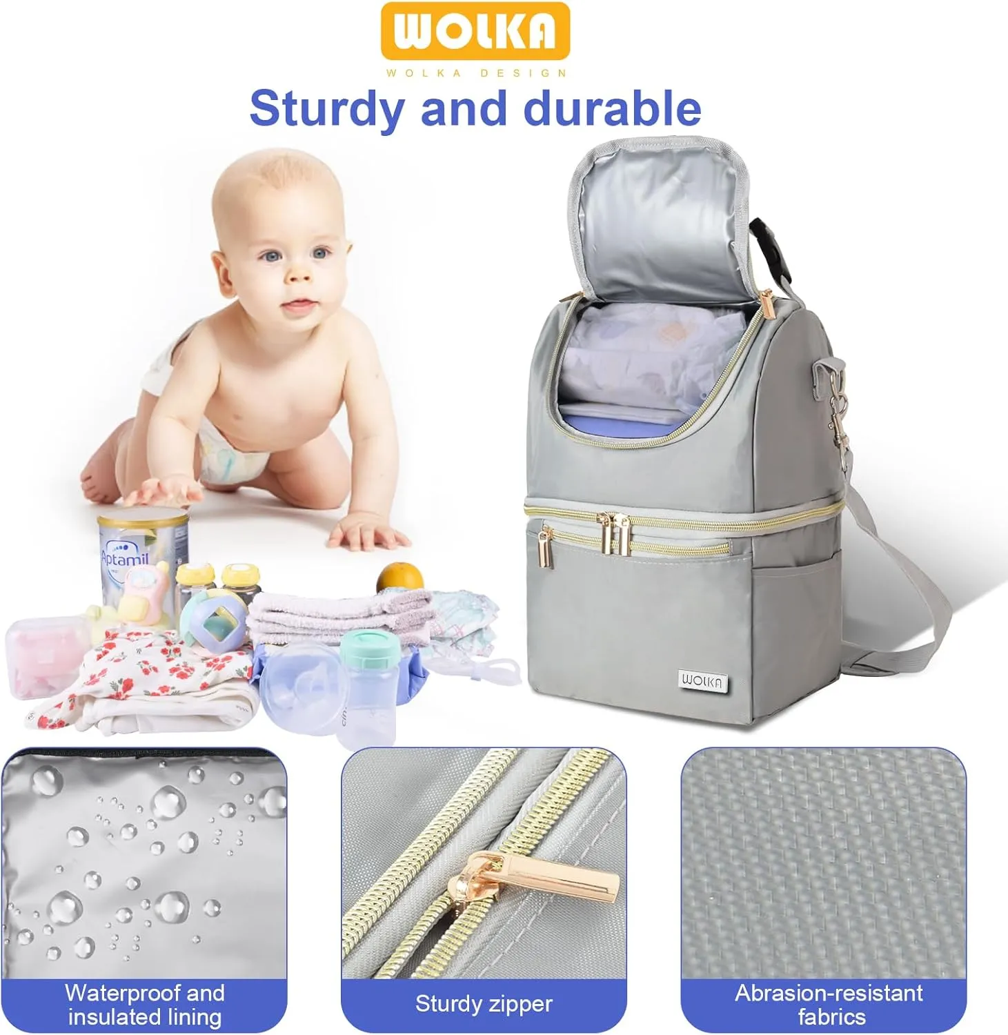 Breastmilk Cooler Bag - Cooler Bag for Nursing Moms Multi-Function, Insulated Baby Bottle Cooler Tote Bag with Double Compartments - Fits 6 Baby Bottles Up to 9 Ounce