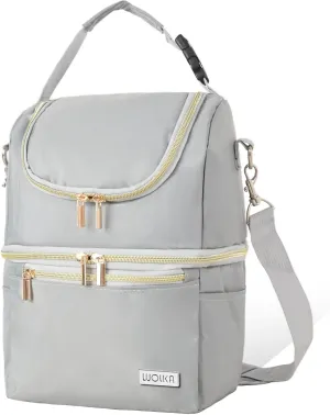 Breastmilk Cooler Bag - Cooler Bag for Nursing Moms Multi-Function, Insulated Baby Bottle Cooler Tote Bag with Double Compartments - Fits 6 Baby Bottles Up to 9 Ounce