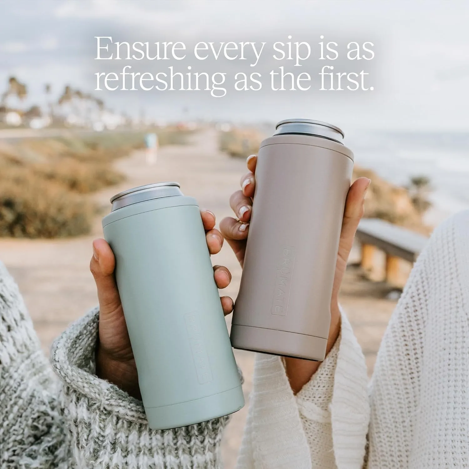 BrüMate Hopsulator Slim Can Cooler Insulated for 12oz Slim Cans | Skinny Can Insulated Stainless Steel Drink Holder for Hard Seltzer, Beer, Soda, and Energy Drinks (Glitter Merlot)