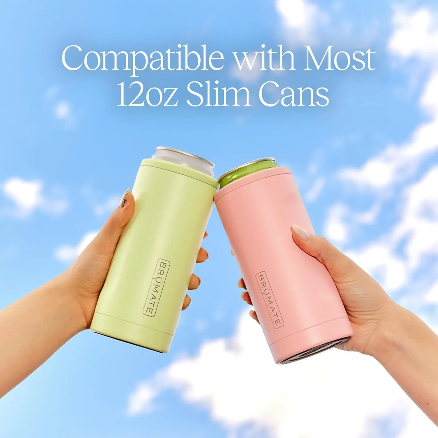 BrüMate Hopsulator Slim Can Cooler Insulated for 12oz Slim Cans | Skinny Can Insulated Stainless Steel Drink Holder for Hard Seltzer, Beer, Soda, and Energy Drinks (Glitter Merlot)