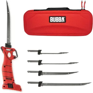 BUBBA Li-Ion Cordless Electric Fillet Knife with Non-Slip Grip Handle, 4 Ti-Nitride S.S. Coated Non-Stick Reciprocating Blades, Charger and Case for Fishing