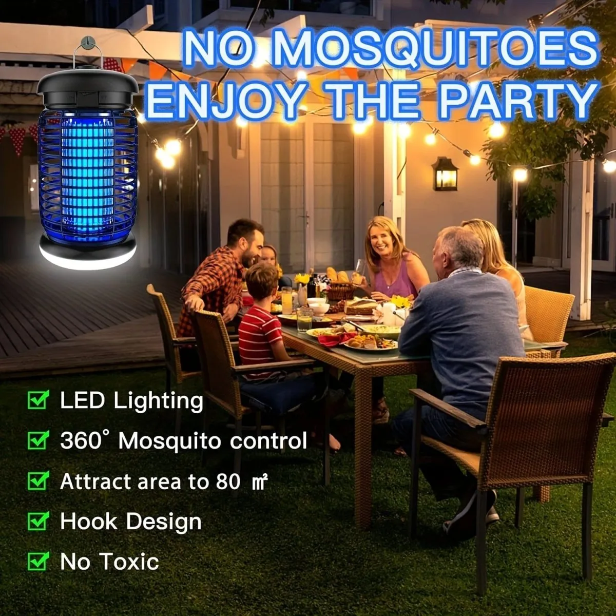 Bug Zapper Outdoor Electric, Mosquito Zapper Indoor, Fly Zapper, Fly Trap, Insect Trap for Garden Backyard Patio, Black