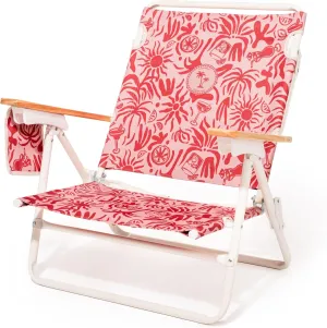 Business & Pleasure Co. Margaritaville Manana Backpack Beach Chair Lay Flat Reclining, Lightweight & Portable, Insulated Cooler Pocket, Strawberry Daiquiri Tiki
