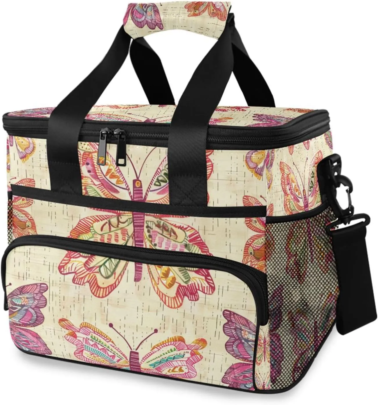 Butterfly Paisley Butterflies Cooler Bag Insulated Cooler Soft Sided Cooler 24 Can Portable Picnic Bag Large Leakproof Lunch Bag Box for Beach Grocery Camping Travel Car Men Women