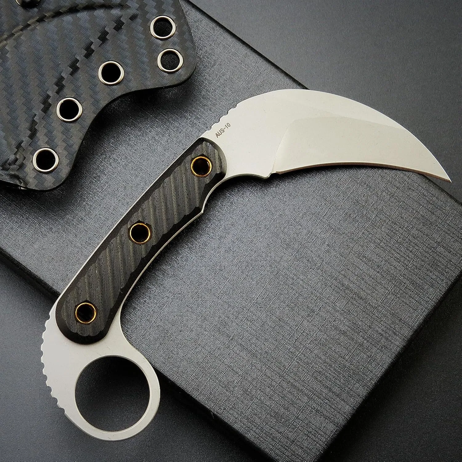 C1395 Fixed Blade Knife,AUS-10 Stonewashed Steel Blade G10 Handle EDC Tool Knife for Outdoor, Survival, Hiking, Camping(Silver)