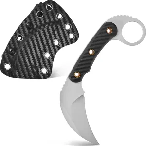 C1395 Fixed Blade Knife,AUS-10 Stonewashed Steel Blade G10 Handle EDC Tool Knife for Outdoor, Survival, Hiking, Camping(Silver)