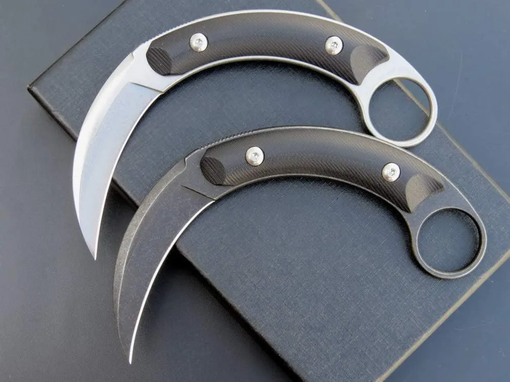 C16901 Fixed Blade Knives D2 Steel G10 Handle Outdoor Survival Claw Knife,Camping EDC Tools, Kydex Sheaths(Black)