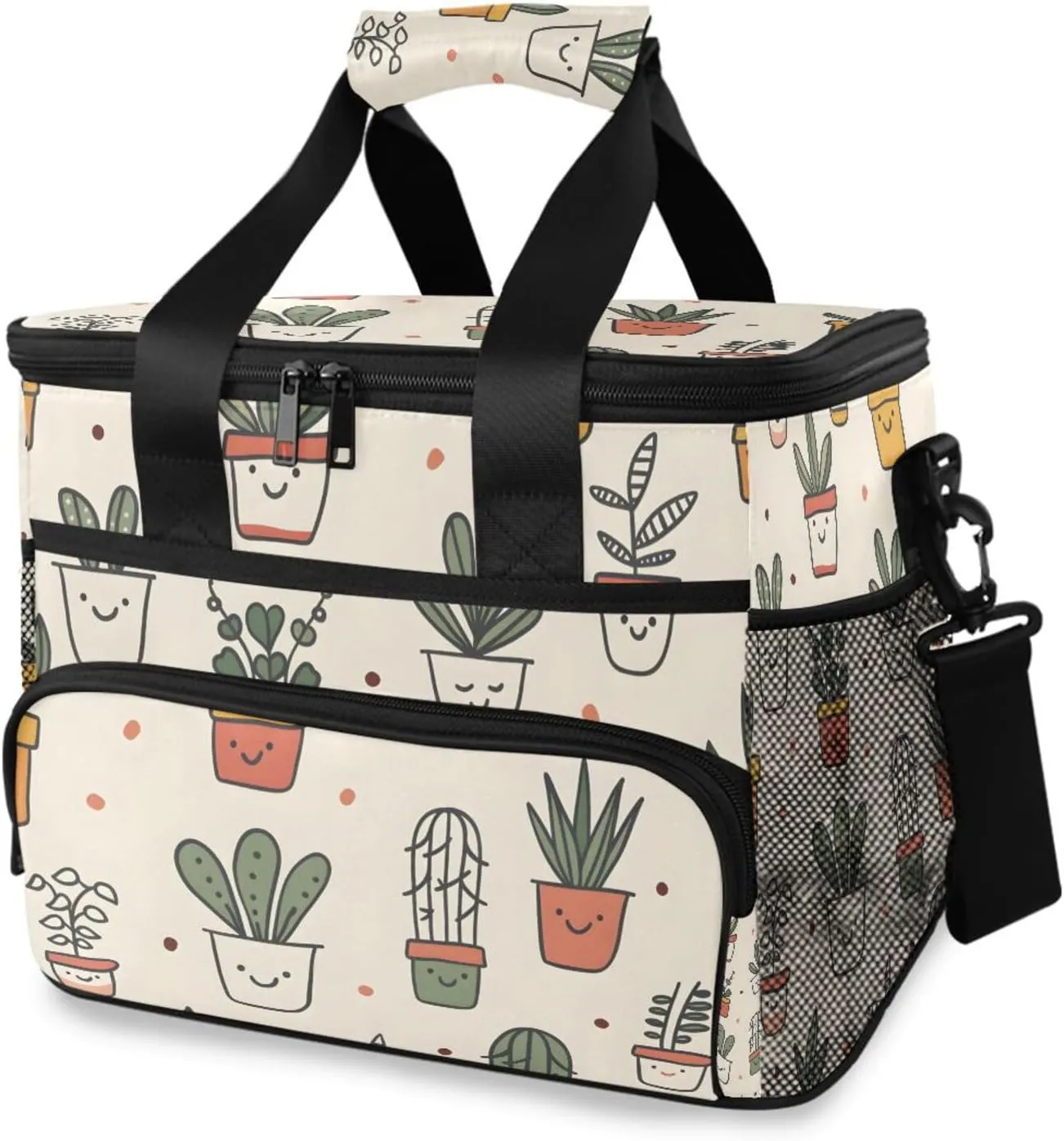 Cactus Tropical Plants Leaves Cooler Bag Insulated Cooler Soft Sided Cooler 24 Can Portable Picnic Bag Large Leakproof Lunch Bag Box for Beach Grocery Camping Travel Car Men Women