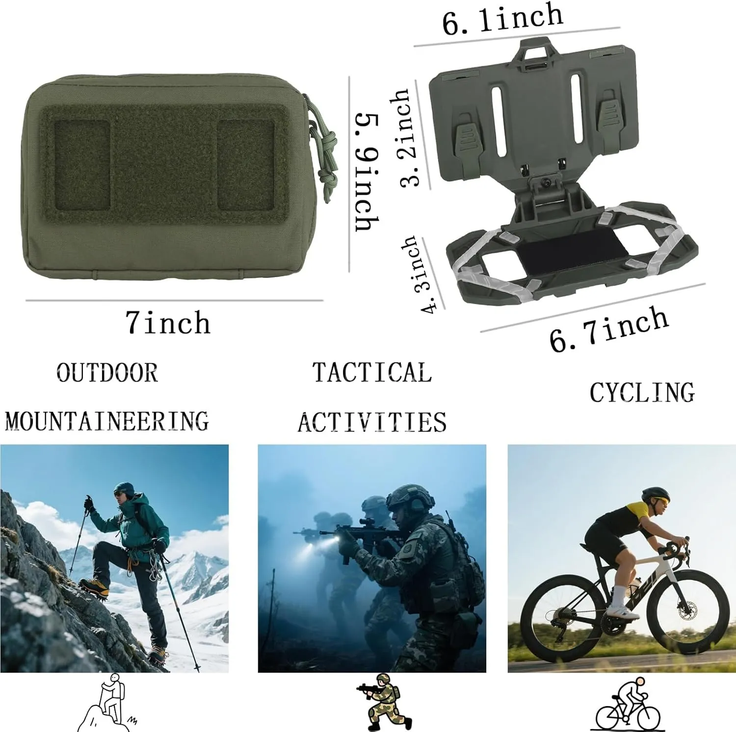 Camouflage Folding Board Navigation Set, Buckle Chest Mount Kit with Chest, Molle Tactical Phone Holder Accessories