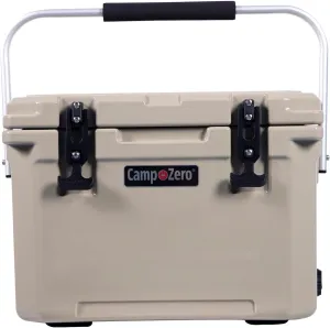 CAMP-ZERO 21 Quart Rotomolded Hard Cooler - Insulated Ice Chest with 4 Cup Holders - Bear-Proof Travel Ice Box for Beverage, Drink, BBQ, Fishing, Camping, Outdoor