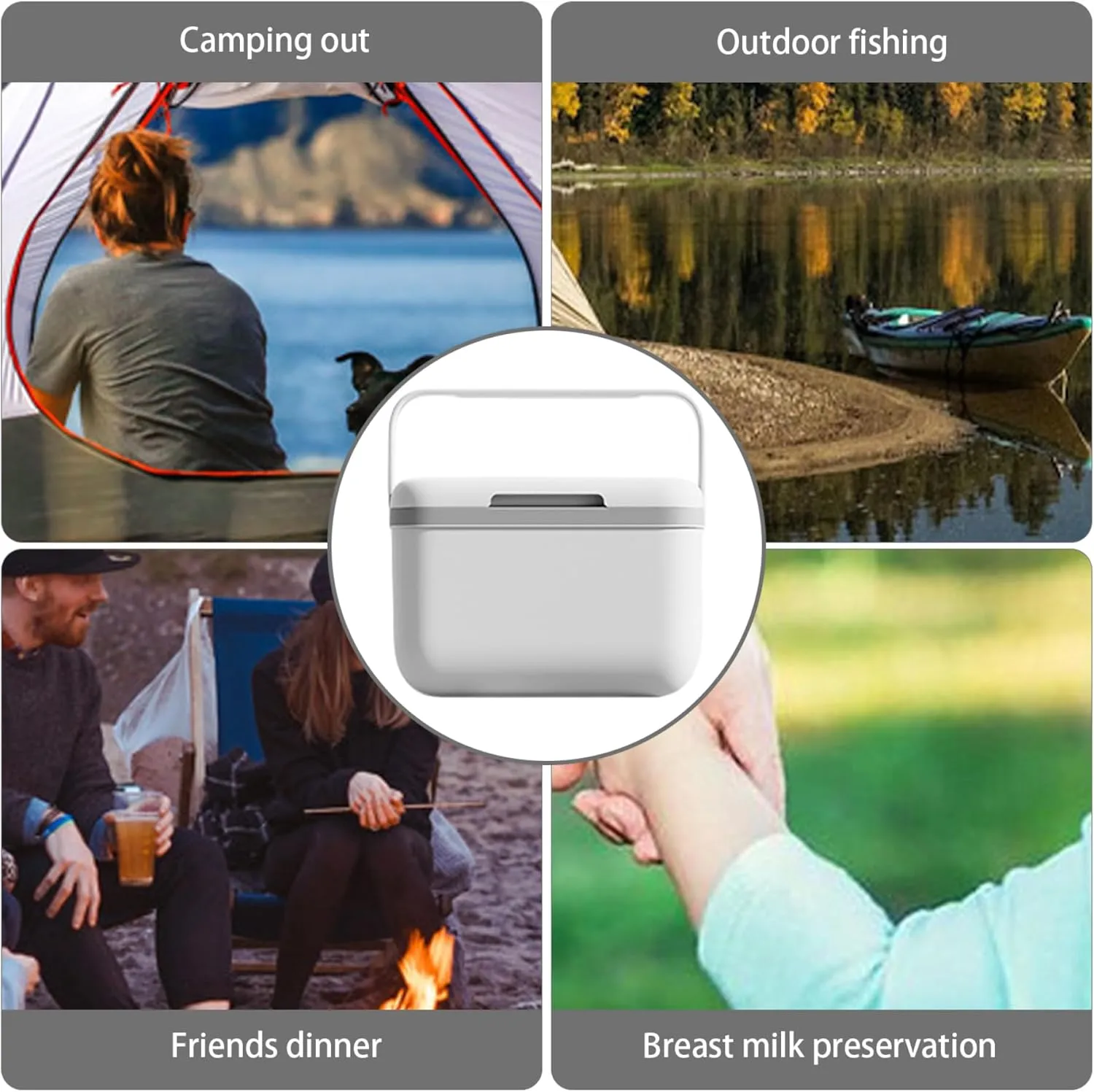 Camping Cooler, 5L Portable Ice Retention Hard Coolers Lunch Box for Outdoor Camping BBQ