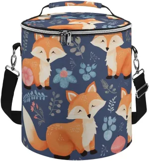 Camping Cooler Bag, Cute Animal Fox Flower Print Portable Ice Pack Outdoor Cooler Bag Picnic Cooler Bag Foldable Cooler Bag, style
