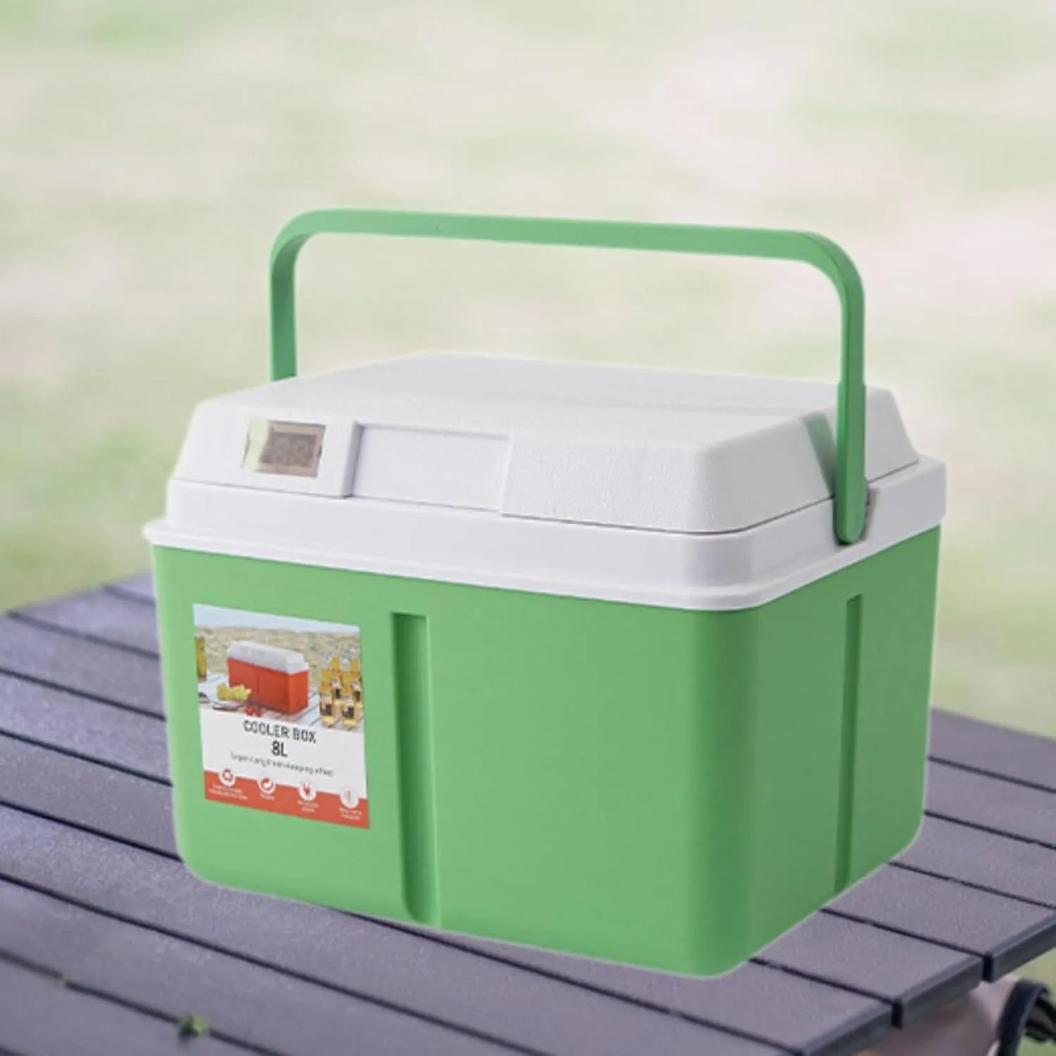 Camping Cooler Box Food Preservation Box for Outdoor Picnic Lightweight with Lock Lid Multifunctional with Carry Handle