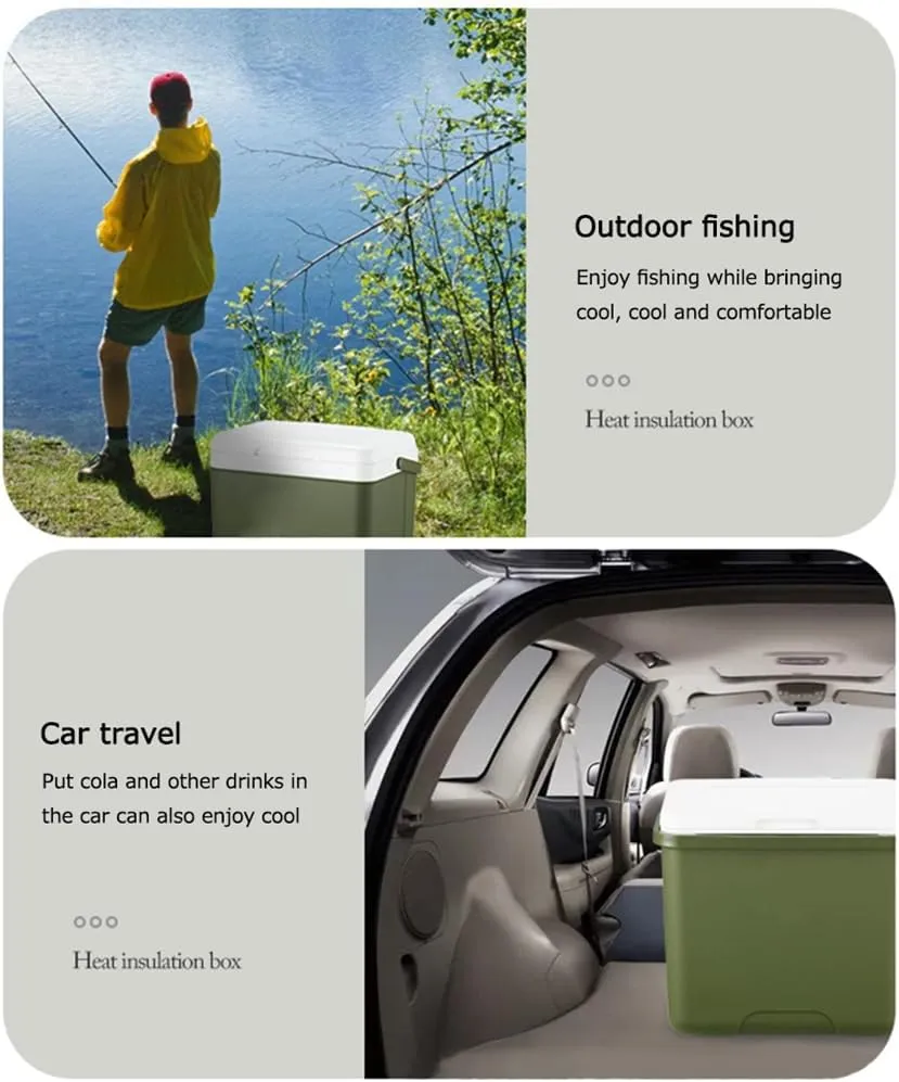 Camping Cooler Insulated Portable Cooler Ice Retention Hard Cooler with Heavy Duty Handle for Lunch Beach Drink Beverage Travel Camping Picnic Car Trips