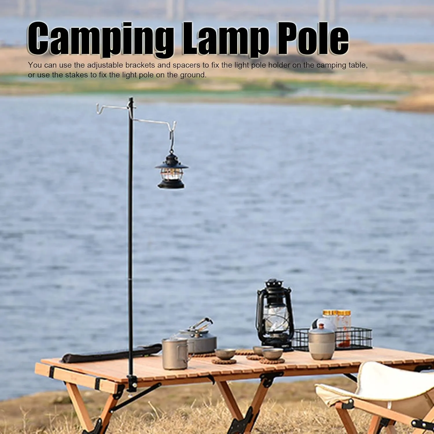 Camping Lantern Stand, Portable Camping Folding Lamp Pole, Lightweight Collapsible Aluminum Lantern Stand for Outdoor Picnic, Fishing, Backpacking, Camping, Garden BBQ