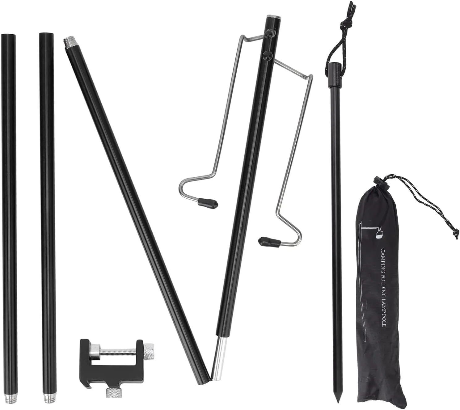 Camping Lantern Stand, Portable Camping Folding Lamp Pole, Lightweight Collapsible Aluminum Lantern Stand for Outdoor Picnic, Fishing, Backpacking, Camping, Garden BBQ