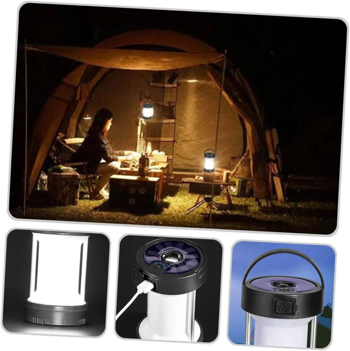 Camping Lights Camping Lantern Solar Light Solar Powered Lights Outdoor Tent Chargeable Camping Light Solar Camping Lamp Hanging Camping Light Handle Camping Lamp Camping Supplies