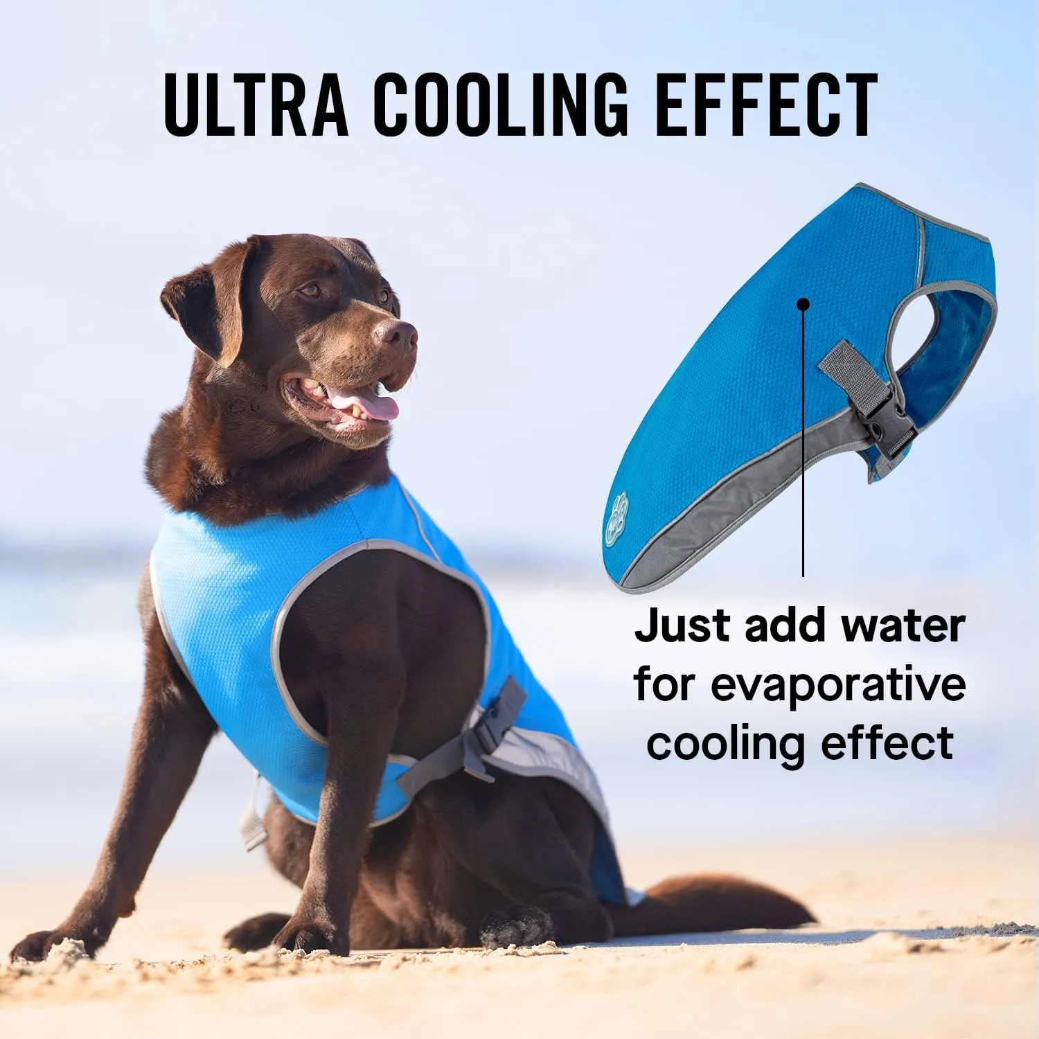 Canada Pooch Dog Cooling Vest - Evaporative Cooling Vest for Dogs with Breathable Mesh Material & Reflective Lining, Adjustable Dog Cooling Vest (32 (31-33" Back Length), Aqua)
