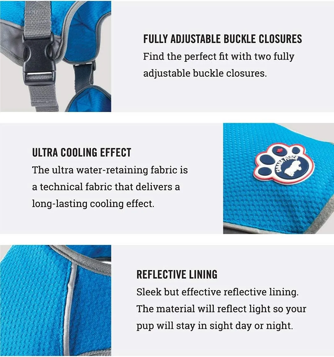 Canada Pooch Dog Cooling Vest - Evaporative Cooling Vest for Dogs with Breathable Mesh Material & Reflective Lining, Adjustable for Dogs 8 (7-9" Back Length), Rainbow