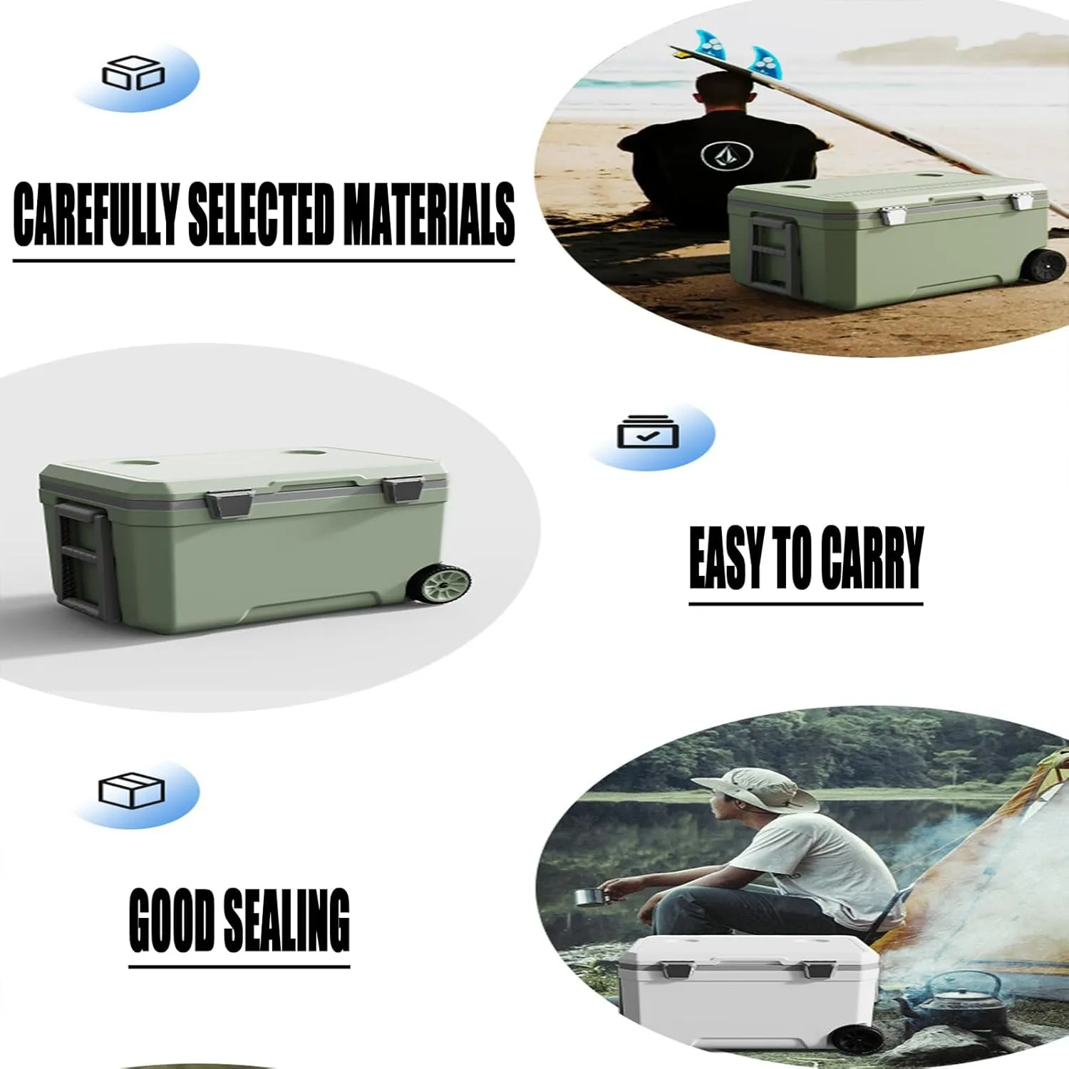 Car Camping Coolers for Jaguar XE/XF/E-Type/Mark 2/Mark X/S-Type/X-Type/XJ/XJS, Waterproof Portable Cooler, Leak Proof Picnic Insulated Bag, Ultra-Light Premium Ice Chest Box,C-Blue-70L