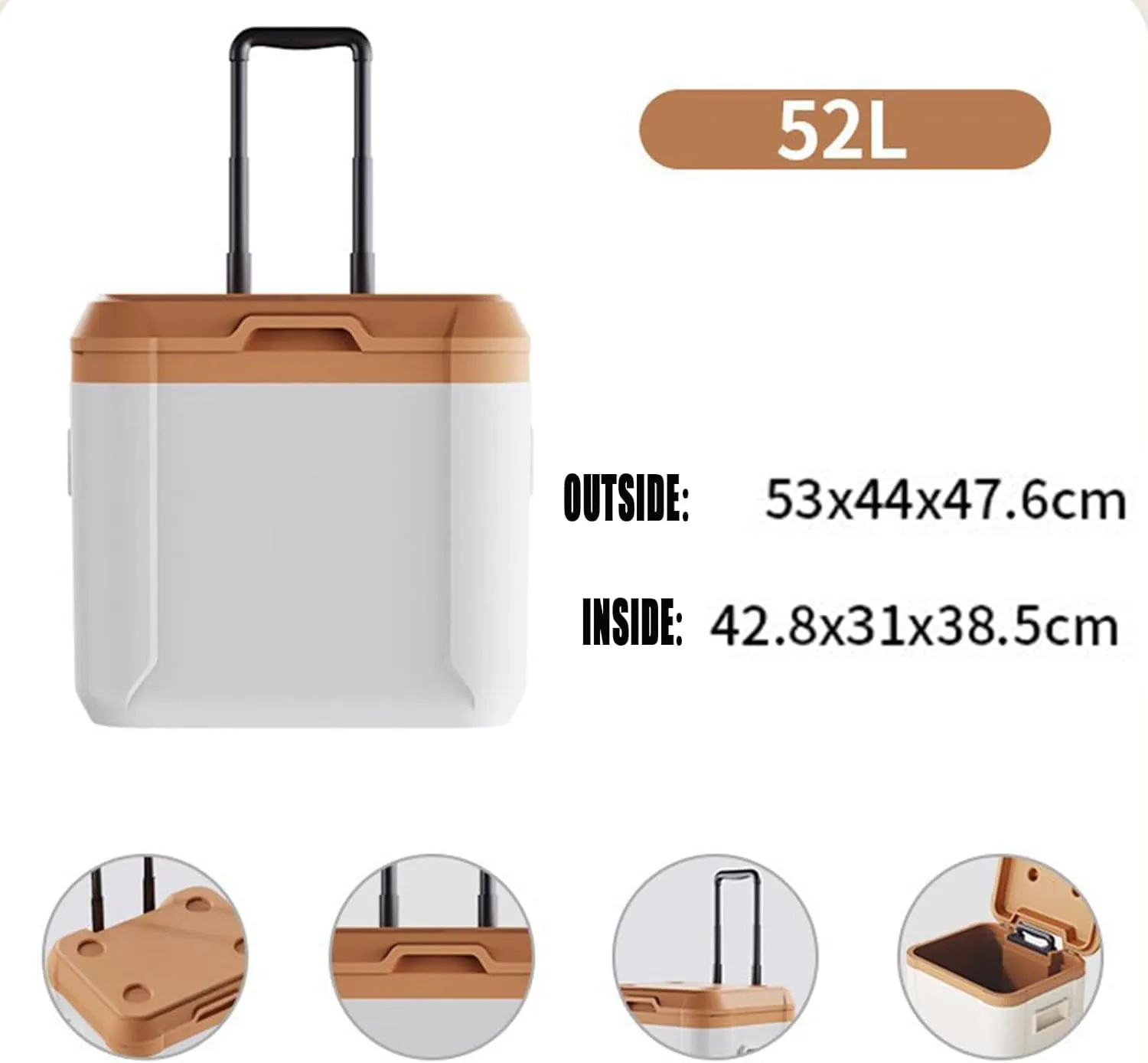 Car Camping Coolers for Maserati 3200 GT/Biturbo/Bora/Coupé/Indy/Karif/Khamsin, Leak Proof Cooler, Portable Lightweight Ice Chest Box, Compartments Waterproof Insulated Bag,B-Brown