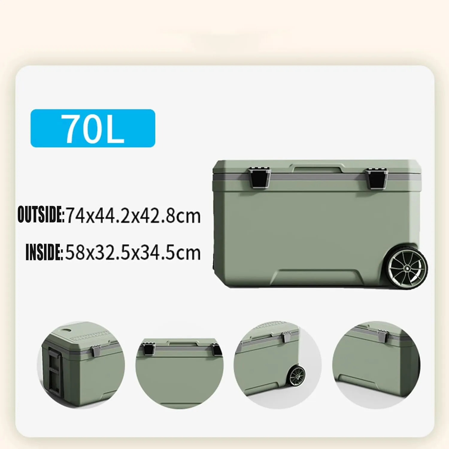 Car Camping Coolers for RAM ProMaster/Rampage/Concept/Dakota/ProMaster City, Waterproof Portable Cooler, Leak Proof Picnic Insulated Bag, Ultra-Light Premium Ice Chest Box,A-Green-70L
