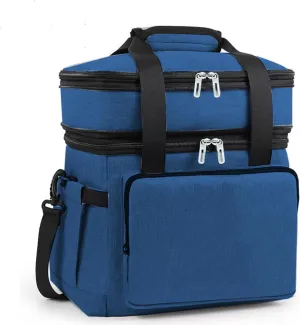 Car Camping Coolers for Renault Caravelle/Dauphine/Express/Laguna/Modus, Leak Proof Cooler, Portable Lightweight Ice Chest Box, Compartments Waterproof Insulated Bag,C-Blue