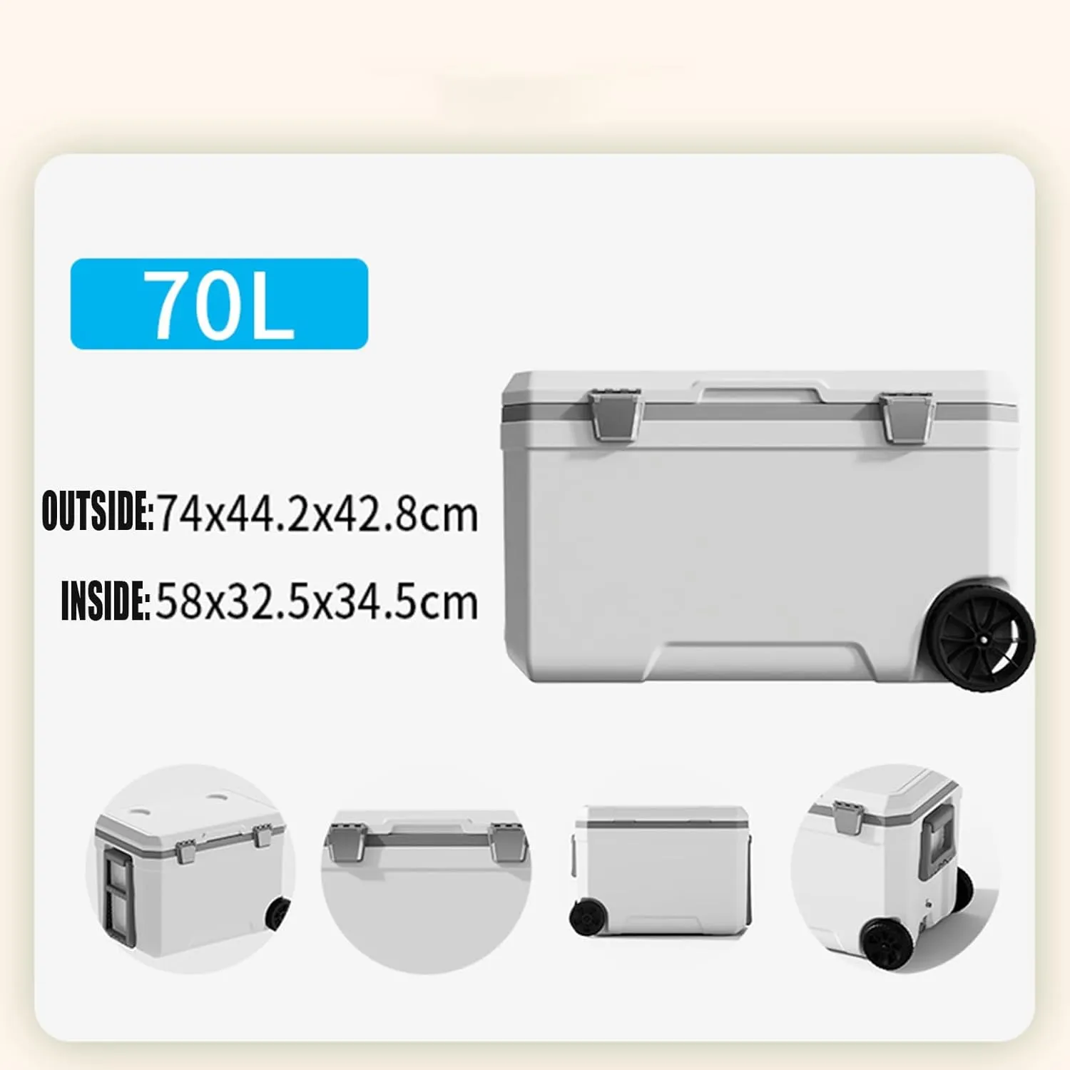 Car Camping Coolers for Toyota Prius/ProAce/ProAce City/RAV4/Yaris, Waterproof Portable Cooler, Leak Proof Picnic Insulated Bag, Ultra-Light Premium Ice Chest Box,B-White-70L