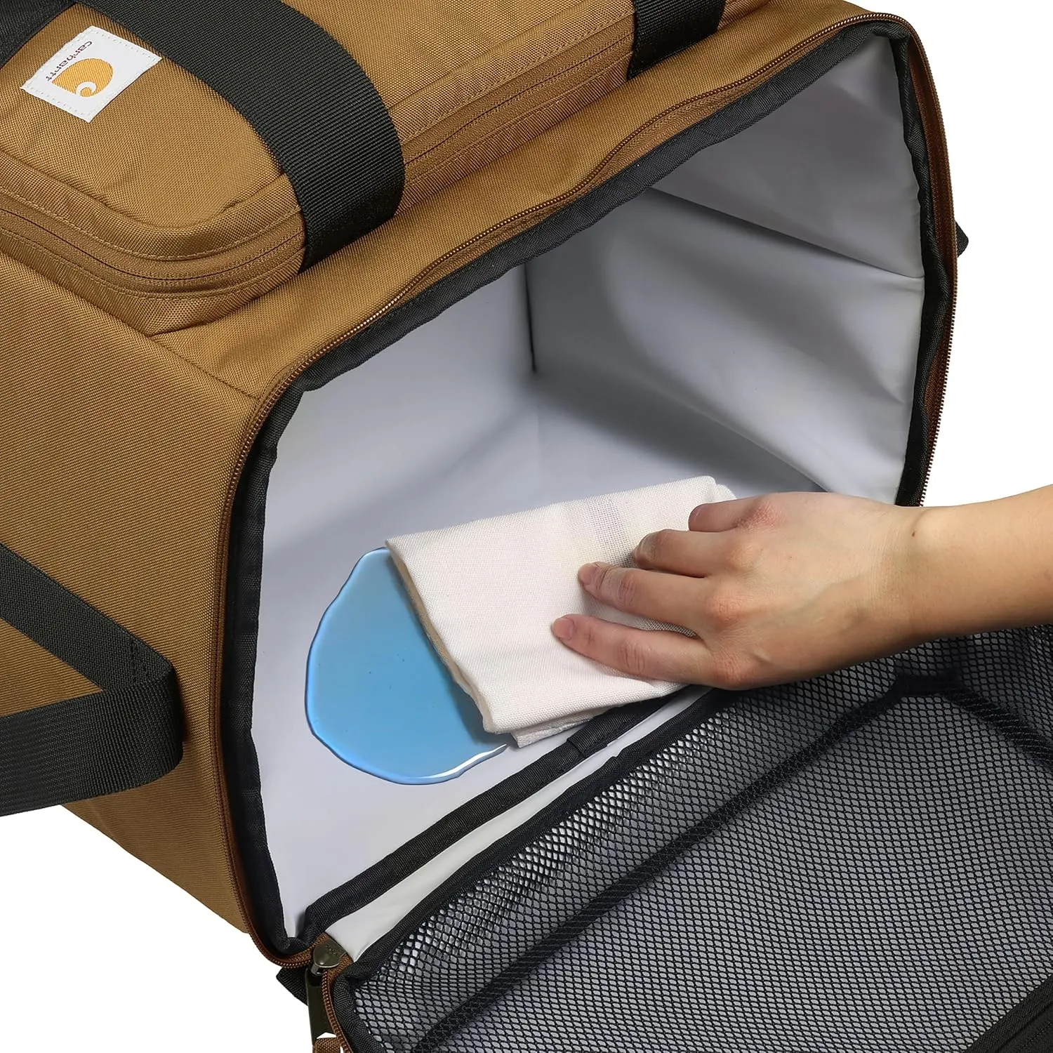 Carhartt Insulated Two Compartment Cooler, Durable Water Repellent Material W/Front Zippered Pocket for Camping, Beach & Travel